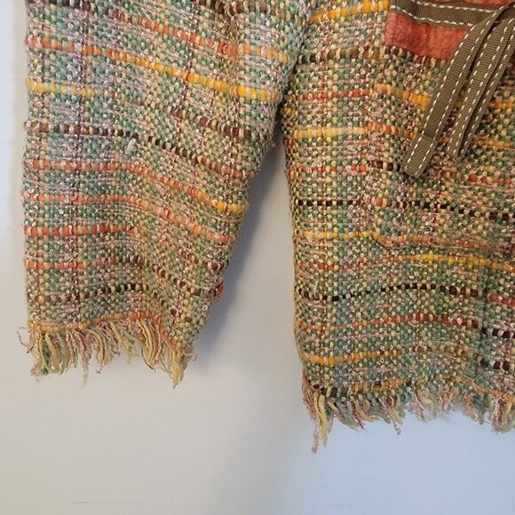 Vintage Flashback Couture Jacket Wool Blend Boho Blazer Patchwork‎ Fringe Sz M - Picture 6 of 12